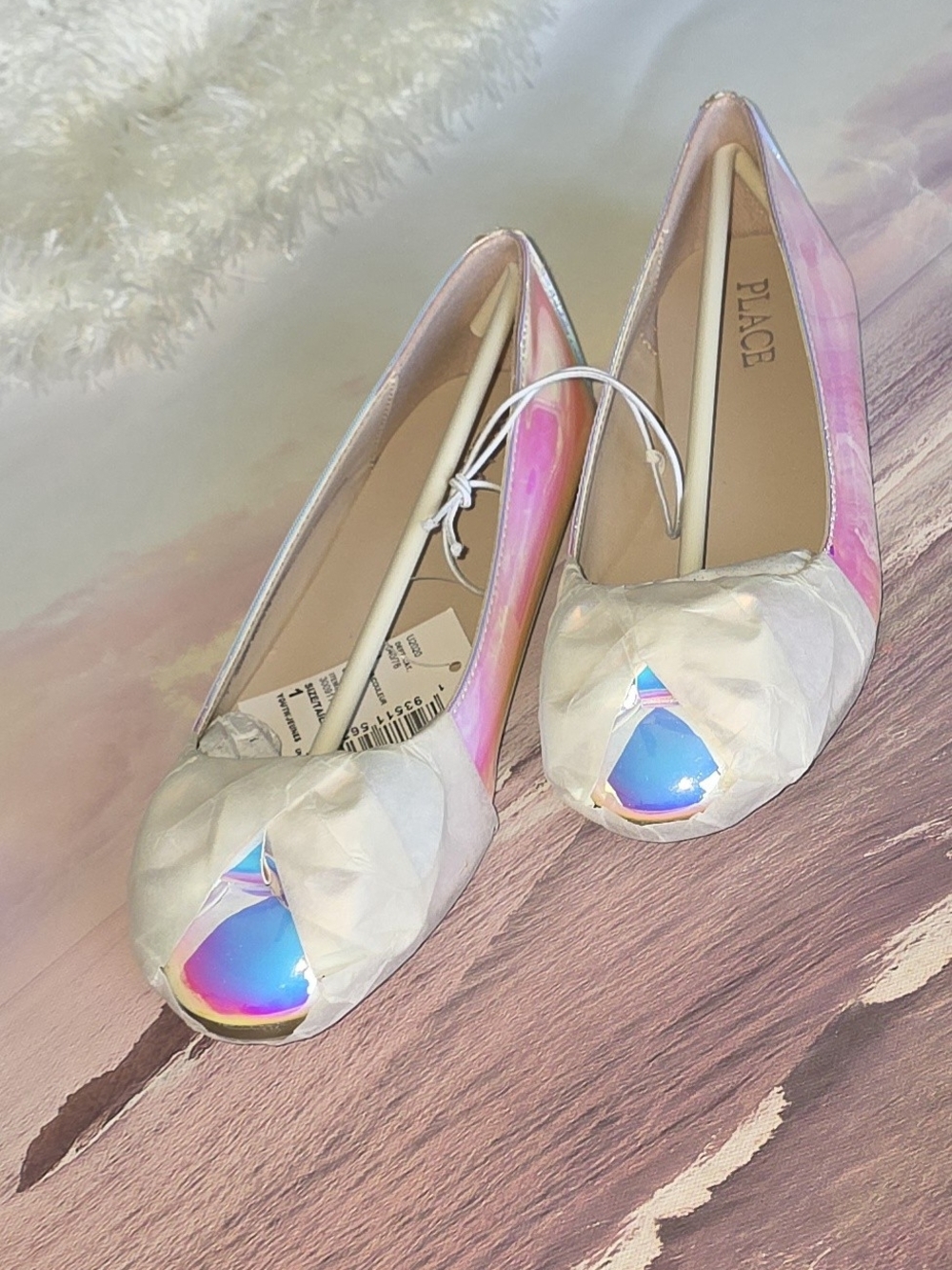 Place Silver/White Iridescent Girls' Ballet Flats BRIDAL